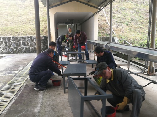 施武星：龍巖分公司乳化一車間支部組織黨員給車間鐵質(zhì)平臺、踏板刷漆.jpg